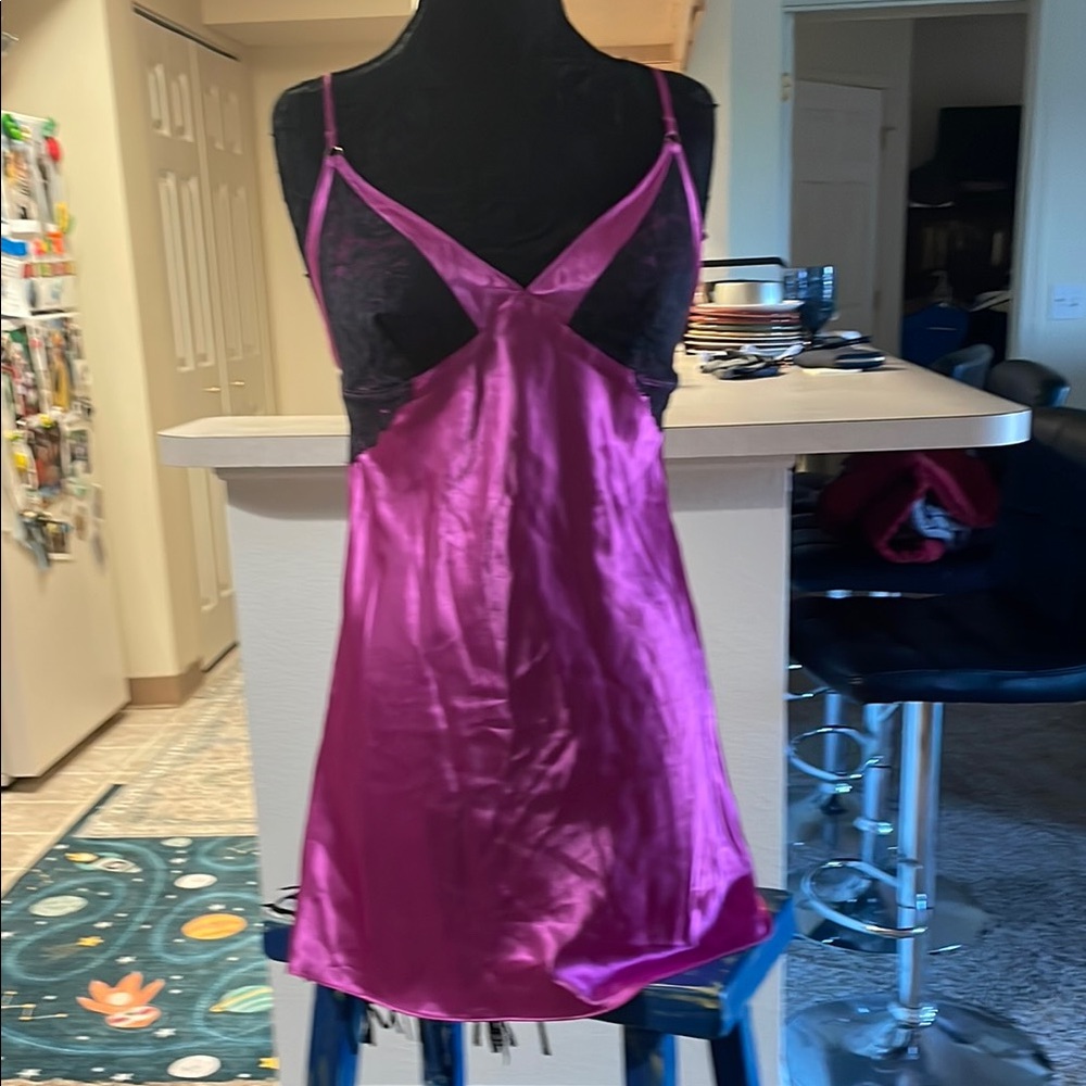 Thalia Sodi Pink Satin Chemise with Spaghetti Straps